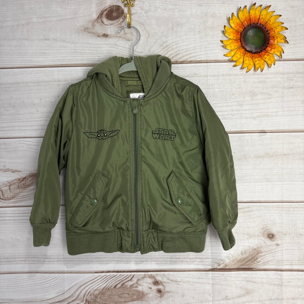 Baby Gap Star Wars The Child The Mandalorian Green‎ Bomber Jacket Size 4 Toddler